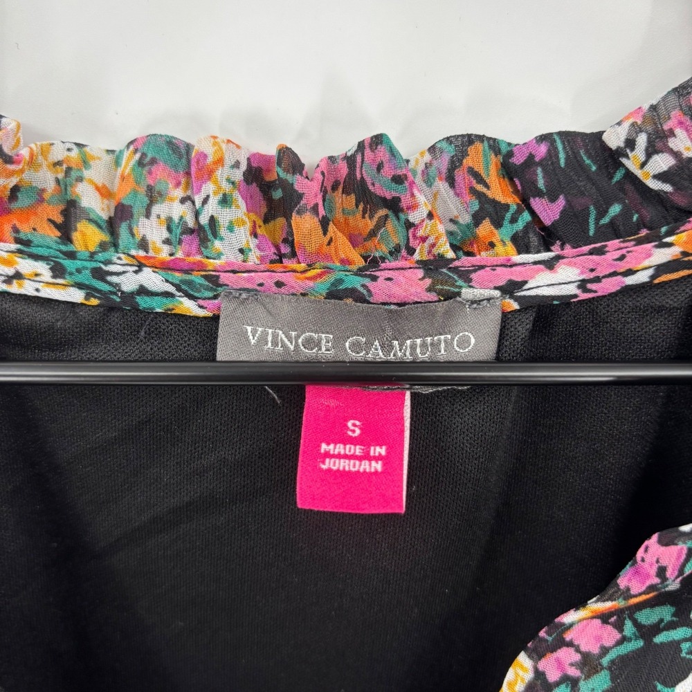 Vince Camuto Floral Tiered Dress Small‎ Ruffle Neck Long Sleeve Boho Cottagecore - Picture 3 of 15
